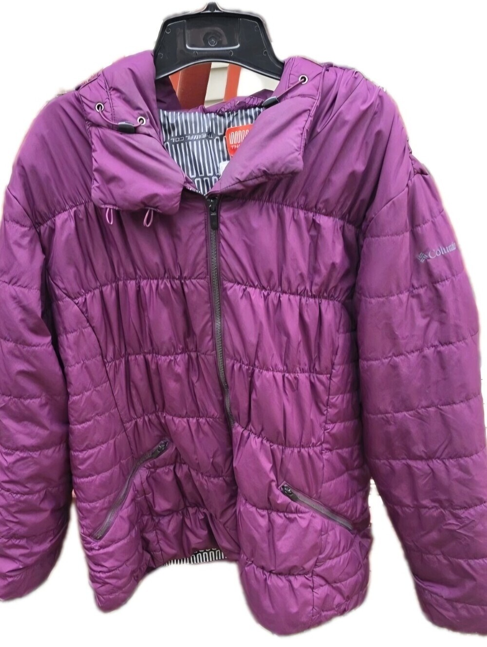 Columbia Women’s Puffer Coat with Detachable Faux Fur Lined Hood Wine Sz 2XL